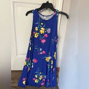 Old Navy Vibrant Blue Dress with Floral Accents